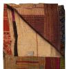 50" X 70" Burgundy and Brown Quilted Cotton Patchwork Throw Blanket with Embroidery