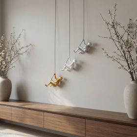 Set of Three Gold Silver And White Resin Hanging Dimensional Sculpture