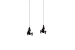 Set of Two Black Resin Climbing Man Hanging Dimensional Sculpture