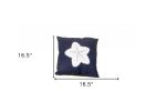 17" Blue and White Linen Throw Pillow