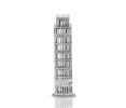 13" Silver Metal Hand Painted Leaning Tower Figurine coin bank