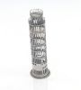 13" Silver Metal Hand Painted Leaning Tower Figurine coin bank