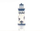 12" Blue And White Metal Hand Painted Light House Figurine