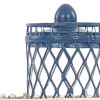 12" Blue And White Metal Hand Painted Light House Figurine