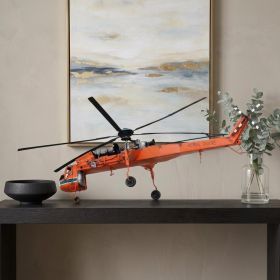 12" Orange Metal Hand Painted Model Airplane Tabletop Sculpture