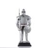 17" Silver Metal Hand Painted Knight Figurine Tabletop Sculpture
