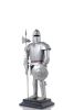17" Silver Metal Hand Painted Knight Figurine Tabletop Sculpture