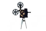 13" Black Metal Hand Painted Old Film Projector Figurine Tabletop Sculpture