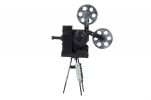13" Black Metal Hand Painted Old Film Projector Figurine Tabletop Sculpture