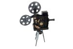 13" Black Metal Hand Painted Old Film Projector Figurine Tabletop Sculpture