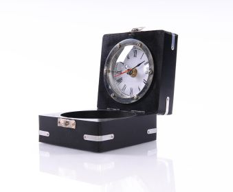 6" Nickel Metal Compass Clock Figurine