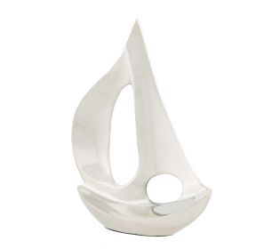 12" Nickel Aluminum Hand Painted Model Boat