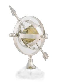 13" Nickel Metal Hand Painted Armillary Sphere Figurine
