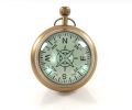 8" Gold Metal Hand Painted Pocket Watch Figurine