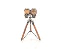 11" Brass Metal Hand Painted Tri-pod Binoculars Figurine Tabletop Sculpture