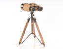 11" Brass Metal Hand Painted Tri-pod Binoculars Figurine Tabletop Sculpture