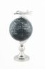 18" Nickel Metal Hand Painted Globe and Airplane Figurine Tabletop Sculpture