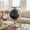18" Nickel Metal Hand Painted Globe and Airplane Figurine Tabletop Sculpture