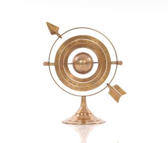 9" Brass Metal Hand Painted Armillary Figurine