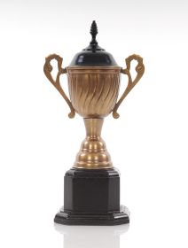 13" Brass And Black Metal Hand Painted Goblet Figurine