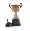 13" Brass And Black Metal Hand Painted Goblet Figurine
