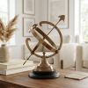 14" Brass And Black Metal Hand Painted Armillary Figurine Tabletop Sculpture