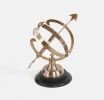 14" Brass And Black Metal Hand Painted Armillary Figurine Tabletop Sculpture