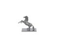 11" Nickel Metal Hand Painted Bucking Horse Figurine Tabletop Sculpture