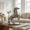 11" Nickel Metal Hand Painted Bucking Horse Figurine Tabletop Sculpture