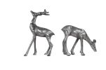 11" Nickel Metal Hand Painted Reindeer Figurine