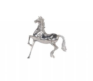 16" Nickel Metal Hand Painted Prancing horse Figurine