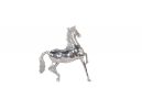 16" Nickel Metal Hand Painted Prancing horse Figurine