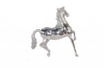 16" Nickel Metal Hand Painted Prancing horse Figurine