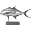 15" Silver Resin Hand Painted Fish Figurine