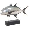 15" Silver Resin Hand Painted Fish Figurine