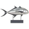 15" Silver Resin Hand Painted Fish Figurine