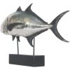 15" Silver Resin Hand Painted Fish Figurine