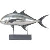 15" Silver Resin Hand Painted Fish Figurine