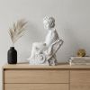 Vintage Look Off White Cherub Sitting Statue