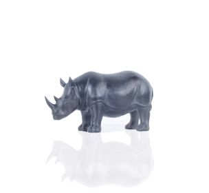 7" Black Resin Hand Painted Rhino Figurine