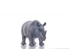 7" Black Resin Hand Painted Rhino Figurine