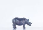 7" Black Resin Hand Painted Rhino Figurine