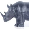 7" Black Resin Hand Painted Rhino Figurine