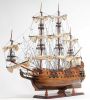 32" Brown Solid Wood Hand Painted Model Boat