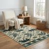 5' X 8' Ivory And Blue Woodland Lodge Area Rug