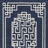 8' X 10' Navy Blue And Ivory Wool Geometric Hand Tufted Area Rug