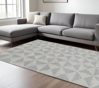 8' X 11' Gray and Light Gray Wool Geometric Hand Tufted Area Rug