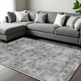9' X 12' Gray And Dark Gray Floral Medallion Hand Loomed Area Rug