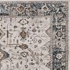 7' Gray And Ivory Floral Medallion Area Rug