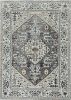 7' Gray Brown And Teal Floral Medallion Area Rug